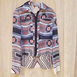 Farm Rio High Low Printed Button Down
